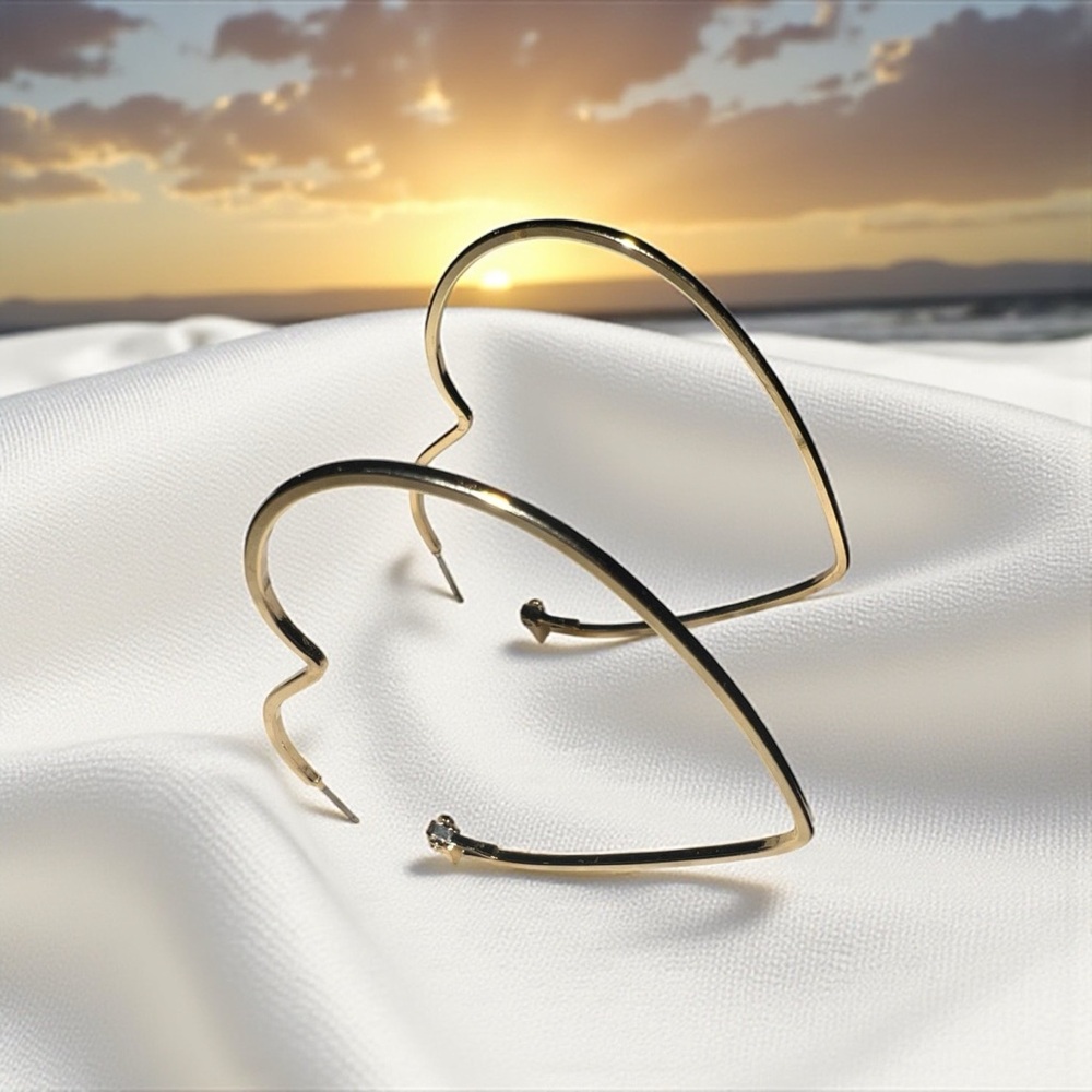 Gold Plated Heart Hoop Earrings